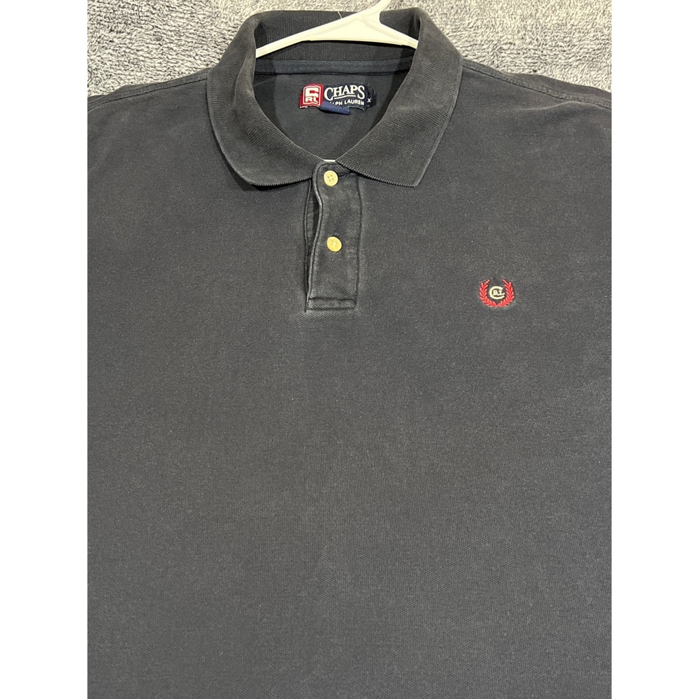 Chaps Ralph Lauren Mens XXL Navy Blue Short Sleeve Pique Polo Shirt Cotton Logo